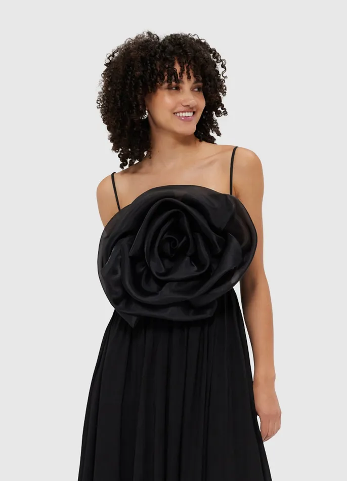 Women Bloom Rose Maxi Dress 8211 Ebony Dresses and Jumpsuits LEO LIN