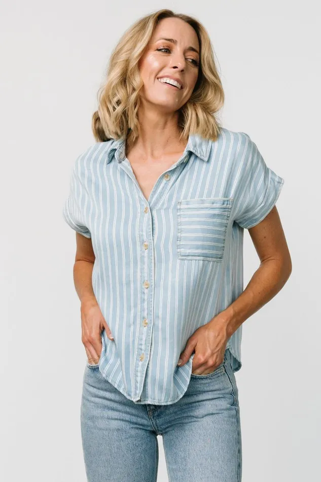 Women Blouses Shirts Baltic Born Berkley Striped Top Denim Blue