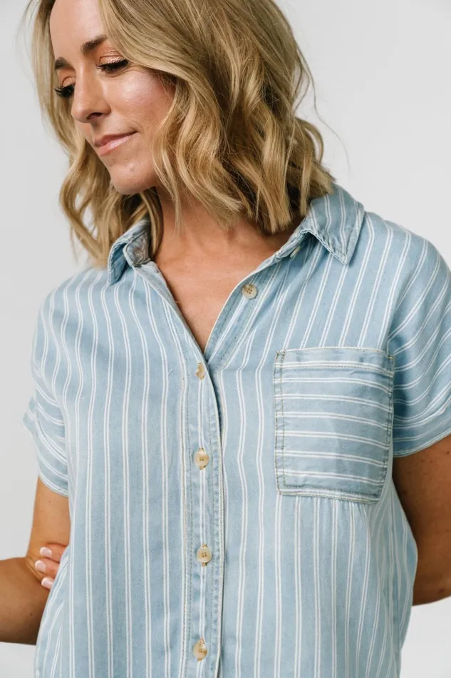 Women Blouses Shirts Baltic Born Berkley Striped Top Denim Blue Women Blouses Shirts Baltic Born Berkley Striped Top Denim Blue