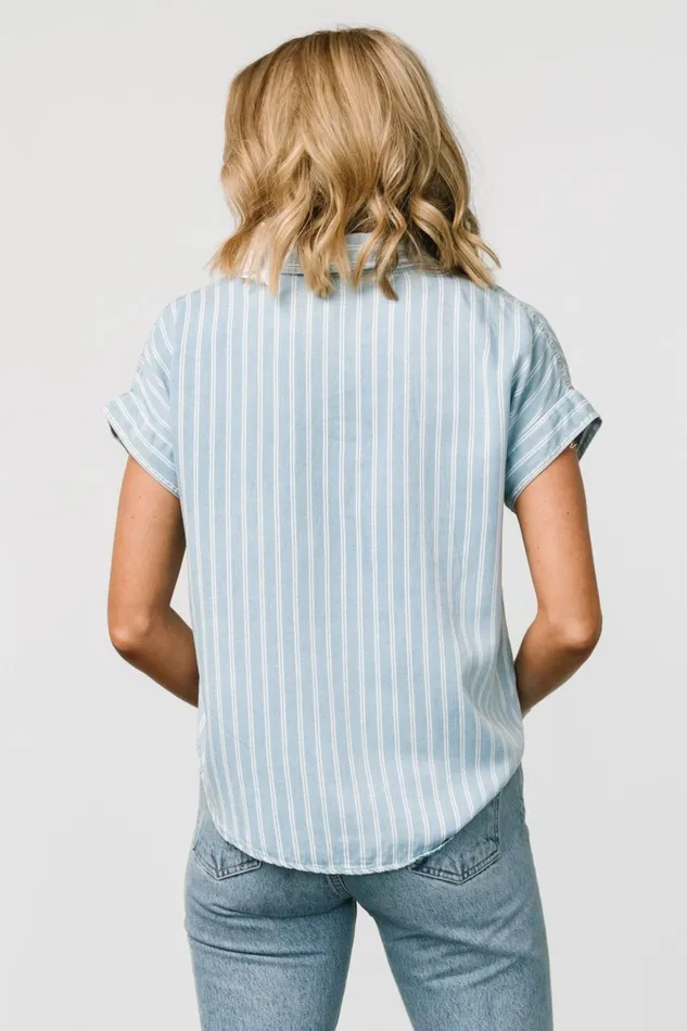 Women Blouses Shirts Baltic Born Berkley Striped Top Denim Blue Women Blouses Shirts Baltic Born Berkley Striped Top Denim Blue