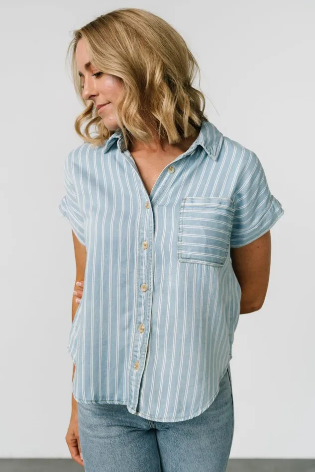 Women Blouses Shirts Baltic Born Berkley Striped Top Denim Blue Women Blouses Shirts Baltic Born Berkley Striped Top Denim Blue