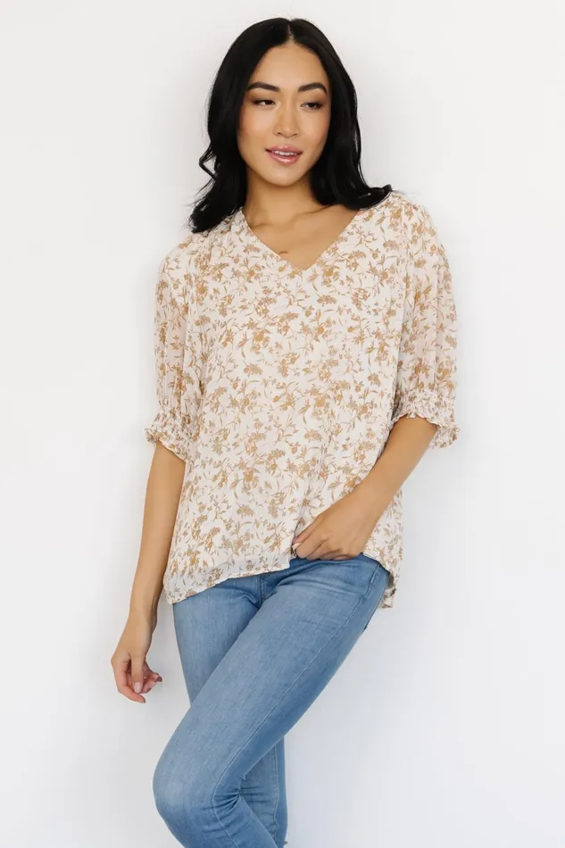 Women Blouses Shirts Baltic Born Cordova Top Cream Multi Floral