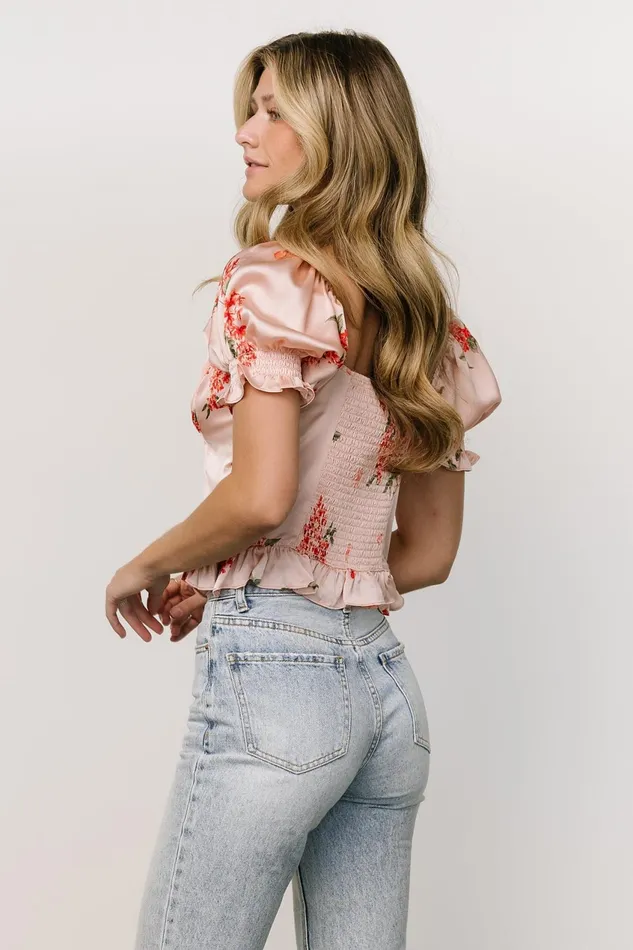 Women Blouses Shirts Baltic Born Cynthia Satin Crop Top Blush Floral Women Blouses Shirts Baltic Born Cynthia Satin Crop Top Blush Floral