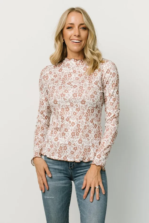 Women Blouses Shirts Baltic Born Gale Ribbed Top Mocha White