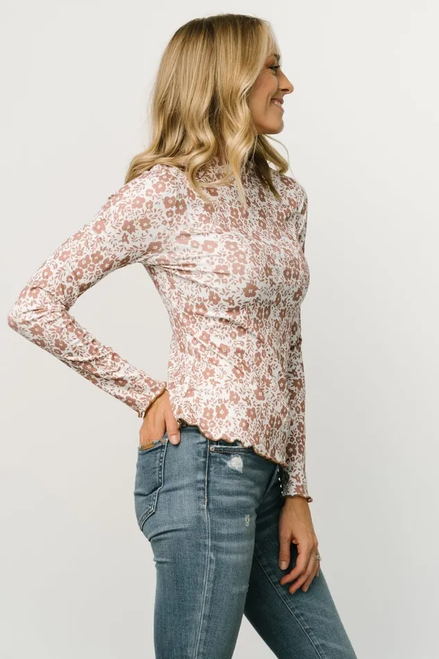 Women Blouses Shirts Baltic Born Gale Ribbed Top Mocha White Women Blouses Shirts Baltic Born Gale Ribbed Top Mocha White