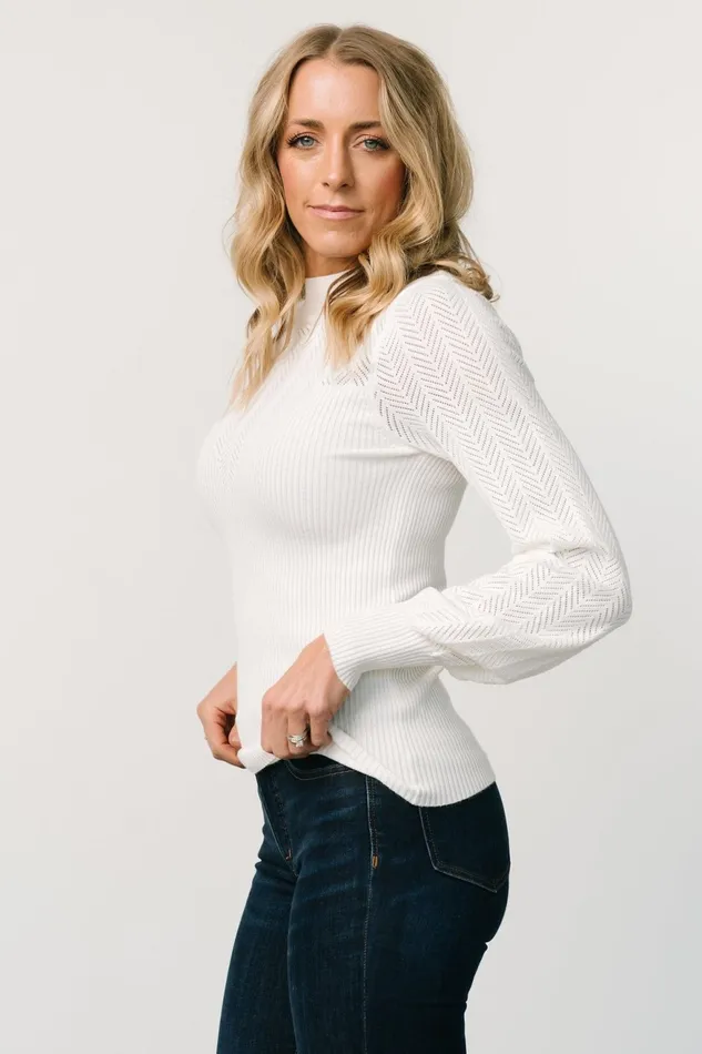 Women Blouses Shirts Baltic Born Kenzie Pointelle Sweater Top Off White Women Blouses Shirts Baltic Born Kenzie Pointelle Sweater Top Off White