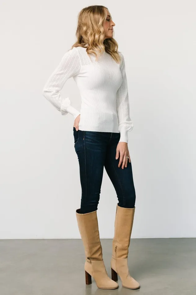 Women Blouses Shirts Baltic Born Kenzie Pointelle Sweater Top Off White Women Blouses Shirts Baltic Born Kenzie Pointelle Sweater Top Off White