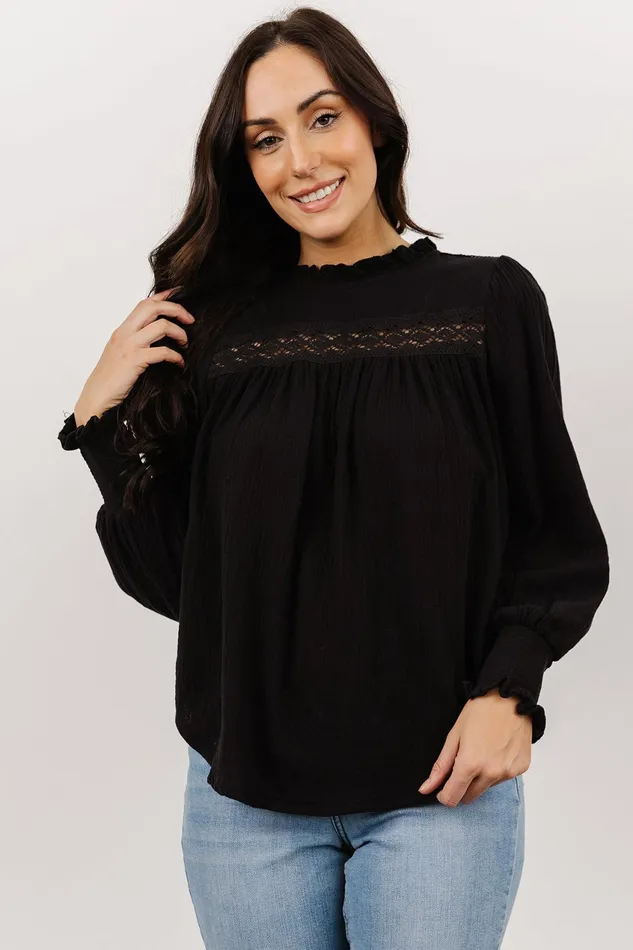 Women Blouses Shirts Baltic Born Revere Lace Top Black