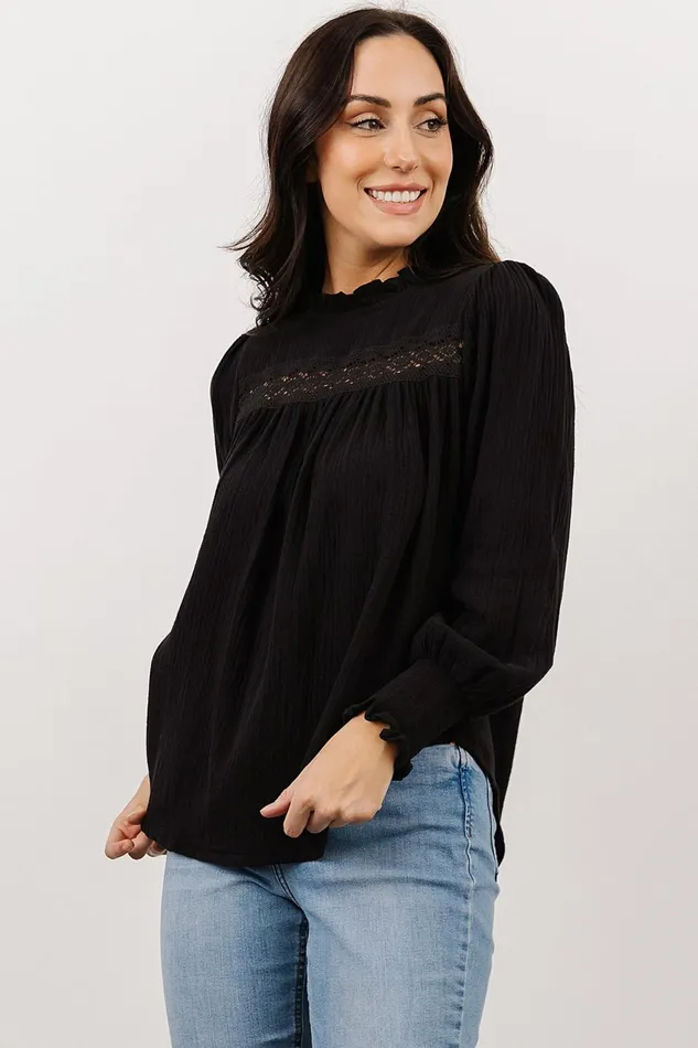 Women Blouses Shirts Baltic Born Revere Lace Top Black Women Blouses Shirts Baltic Born Revere Lace Top Black