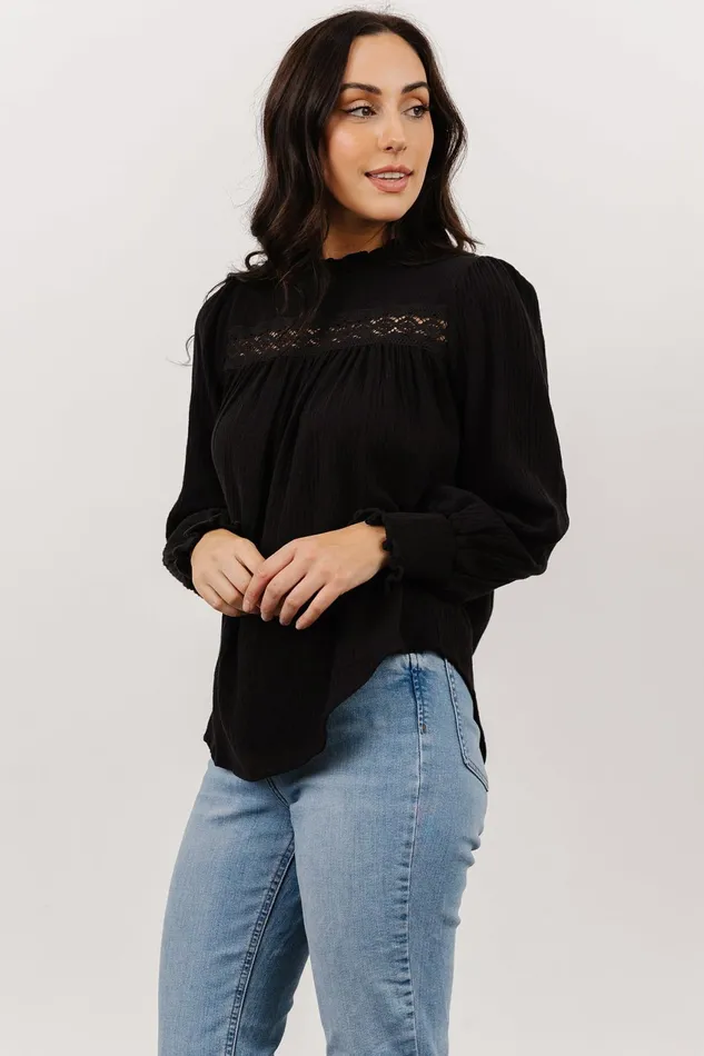 Women Blouses Shirts Baltic Born Revere Lace Top Black Women Blouses Shirts Baltic Born Revere Lace Top Black