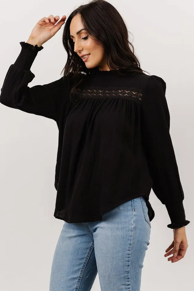 Women Blouses Shirts Baltic Born Revere Lace Top Black Women Blouses Shirts Baltic Born Revere Lace Top Black