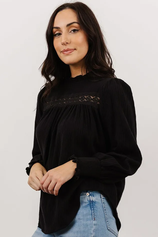 Women Blouses Shirts Baltic Born Revere Lace Top Black Women Blouses Shirts Baltic Born Revere Lace Top Black