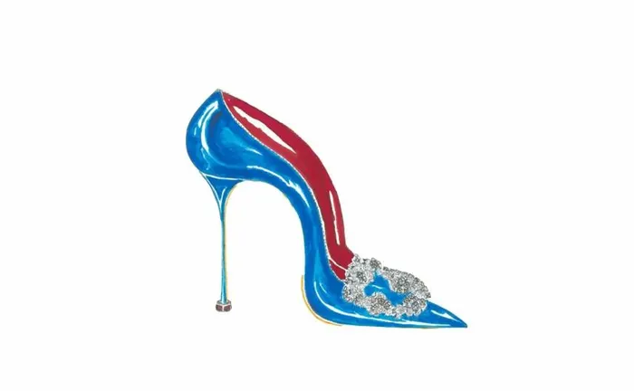 Women Blue Satin Jewel Buckle Pumps Manolo Blahnik Pumps