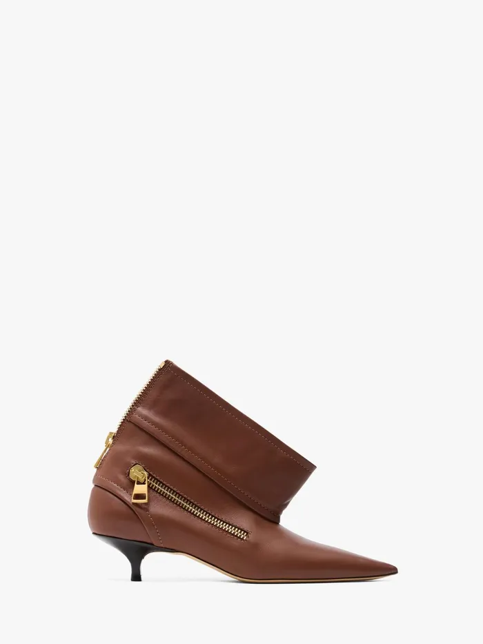 Women Boots JW Anderson BIKER KITTEN HEEL 8211 LEATHER ANKLE BOOT Chestnut