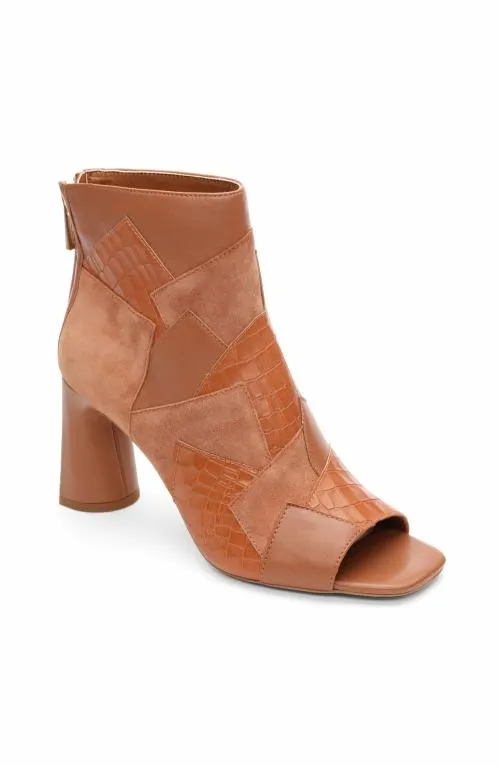 Women Boots Liverpool Los Angeles Park Bootie Multi Leather Patchwork Open Toe Luggage