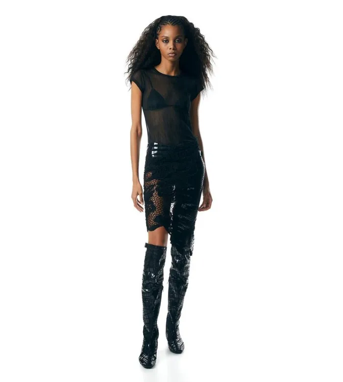 Women Boots Tom Ford Printed Leather Over The Knee Boot Black Women Boots Tom Ford Printed Leather Over The Knee Boot Black