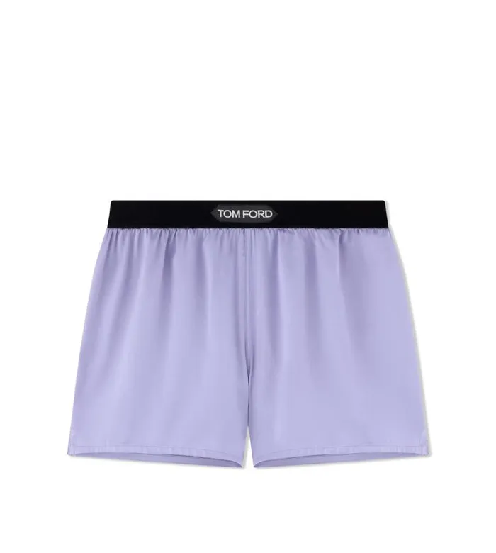 Women Bottoms Tom Ford Stretch Silk Satin Boxer Shorts Pale Parma Violet