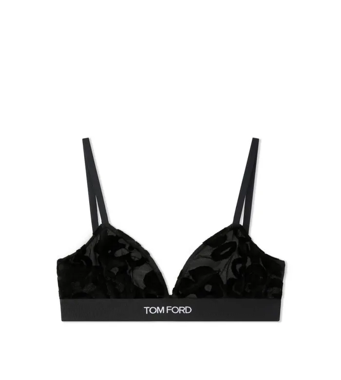 Women Bras Tom Ford Primrose Floral Tulle Devore039 Signature Bra Black