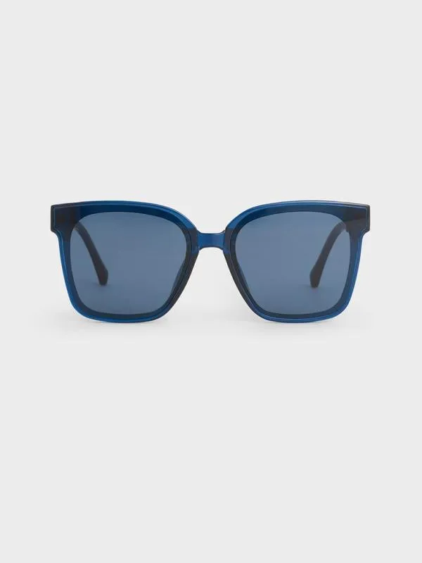 Women Brea Foldable Sunglasses 8211 Blue CHARLES and KEITH Square