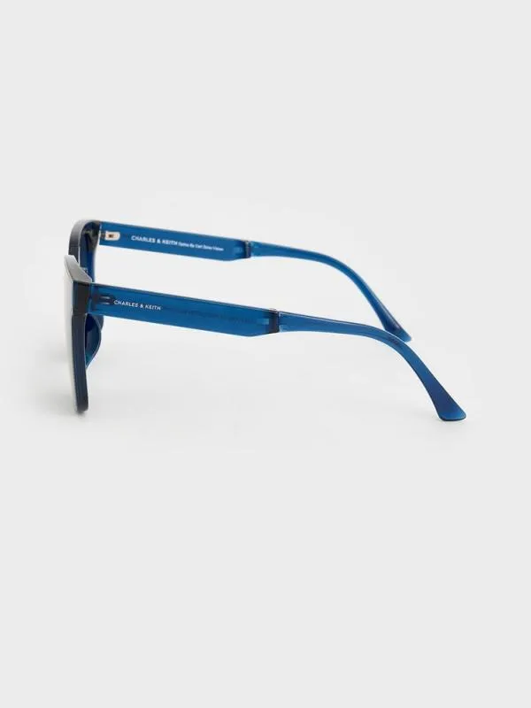 Women Brea Foldable Sunglasses 8211 Blue CHARLES and KEITH Square