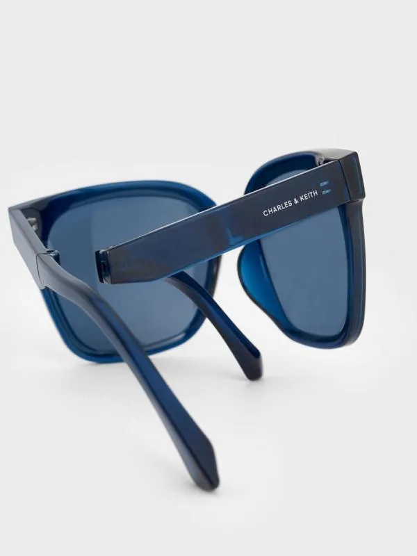 Women Brea Foldable Sunglasses 8211 Blue CHARLES and KEITH Square