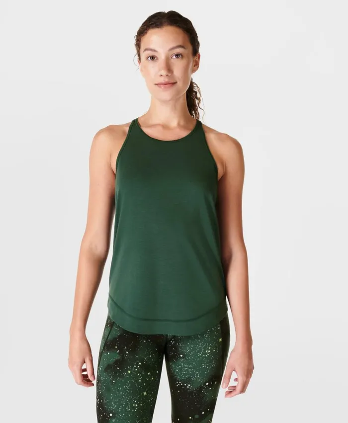 Women Breathe Easy Running Vest Trek Green Sweaty Betty Vest Tops