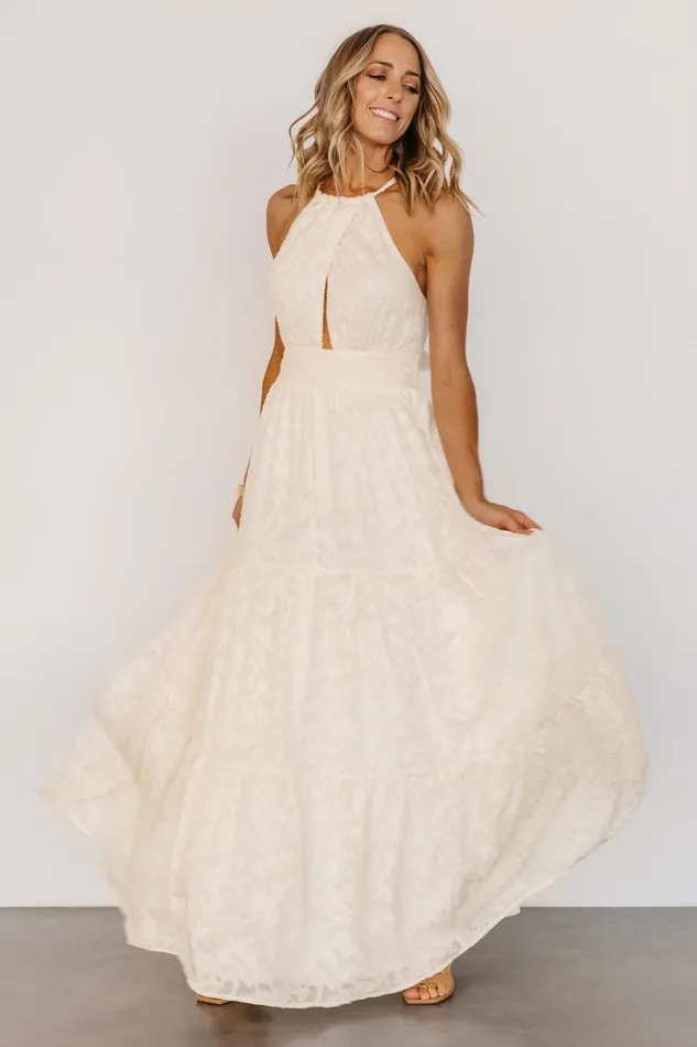 Women Bridal Baltic Born Eilish Embossed Maxi Dress Cream