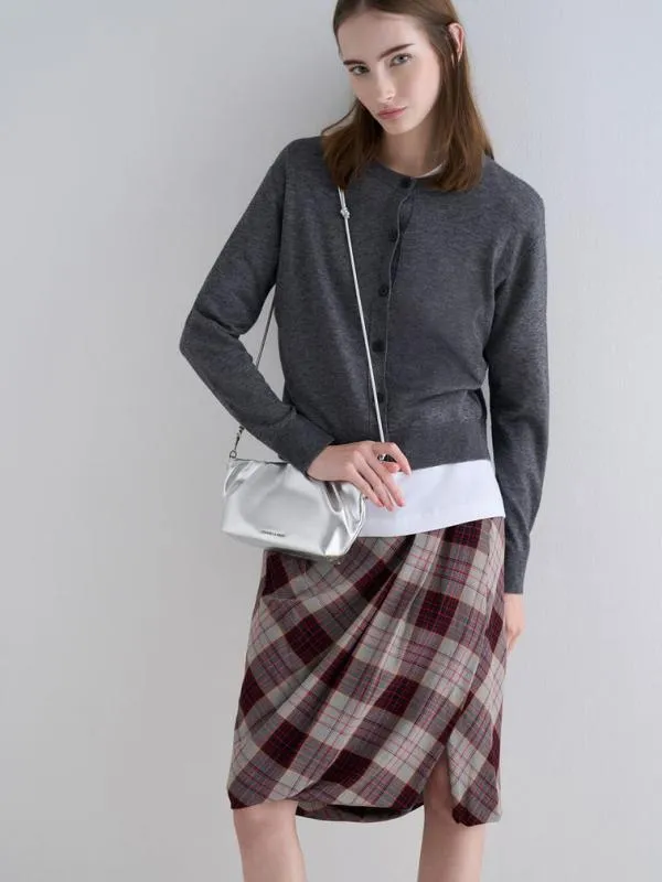 Women Brigette Metallic Ruched ChainHandle Clutch 8211 Silver CHARLES and KEITH Clutches