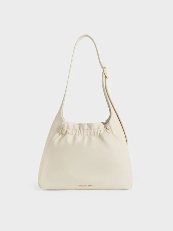 Women Brigette Ruched Shoulder Bag 8211 Cream CHARLES and KEITH Slouchy Bags