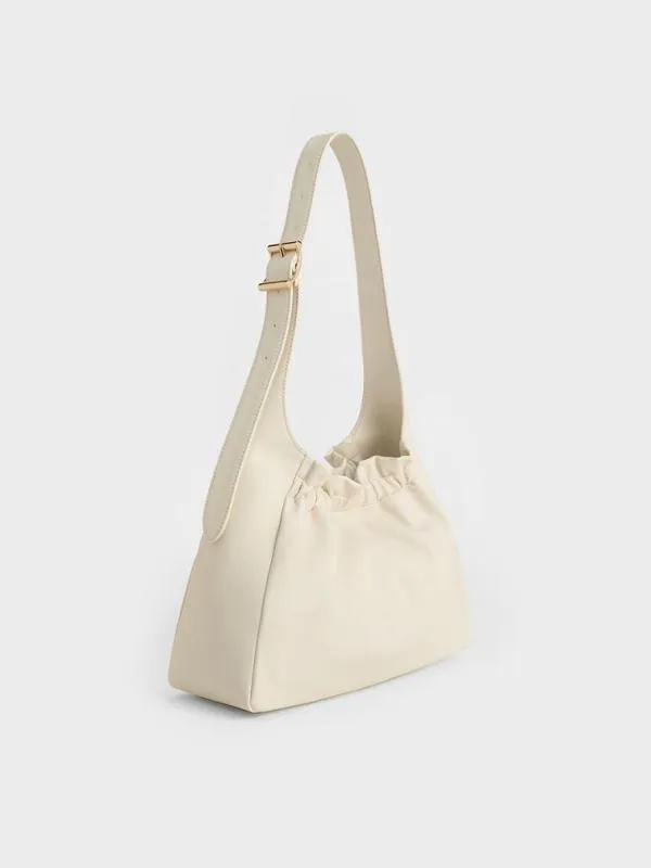 Women Brigette Ruched Shoulder Bag 8211 Cream CHARLES and KEITH Slouchy Bags