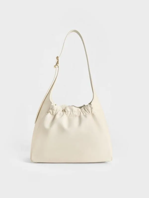 Women Brigette Ruched Shoulder Bag 8211 Cream CHARLES and KEITH Slouchy Bags