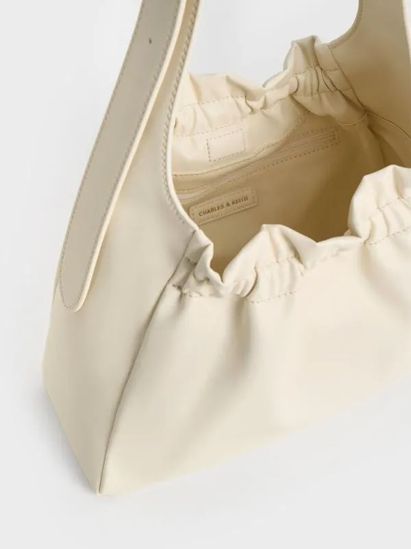Women Brigette Ruched Shoulder Bag 8211 Cream CHARLES and KEITH Slouchy Bags