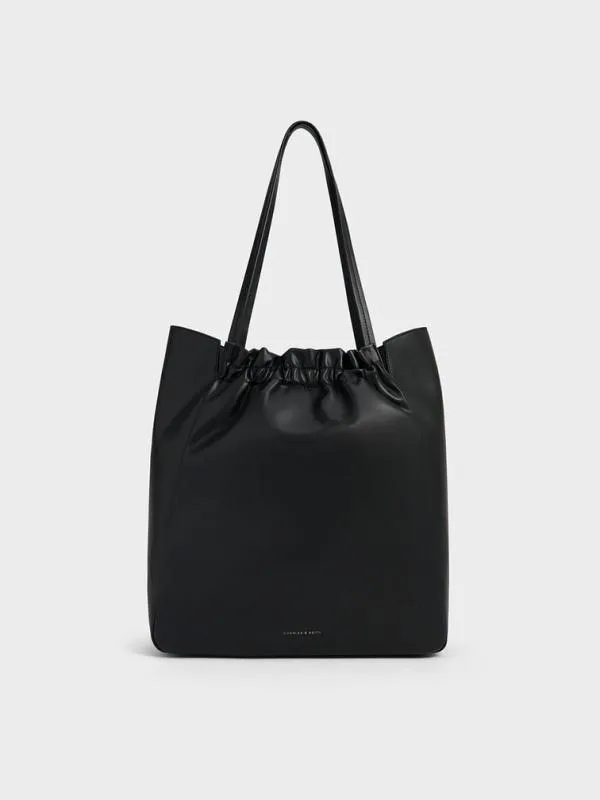 Women Brigette Ruched Tote Bag 8211 Noir CHARLES and KEITH Slouchy Bags