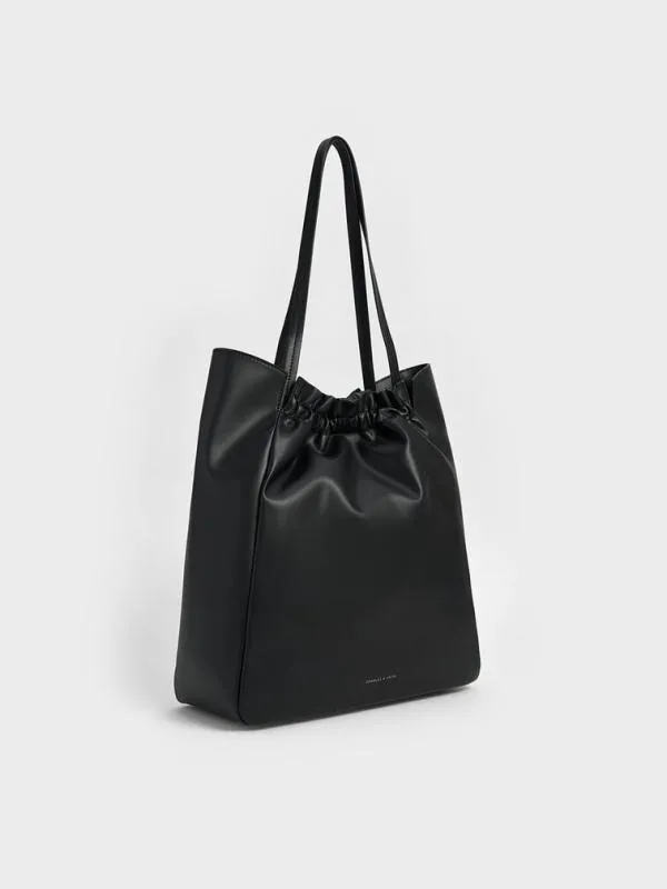Women Brigette Ruched Tote Bag 8211 Noir CHARLES and KEITH Slouchy Bags