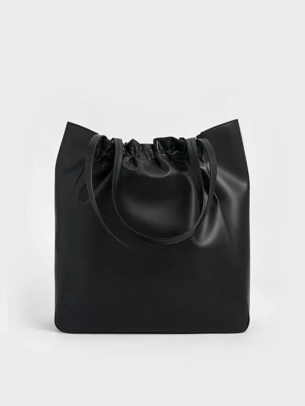 Women Brigette Ruched Tote Bag 8211 Noir CHARLES and KEITH Slouchy Bags