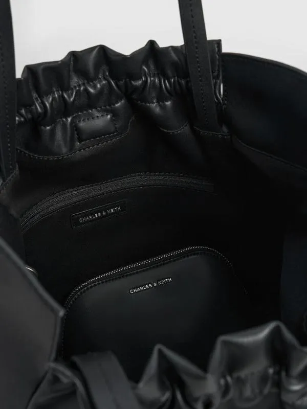 Women Brigette Ruched Tote Bag 8211 Noir CHARLES and KEITH Slouchy Bags