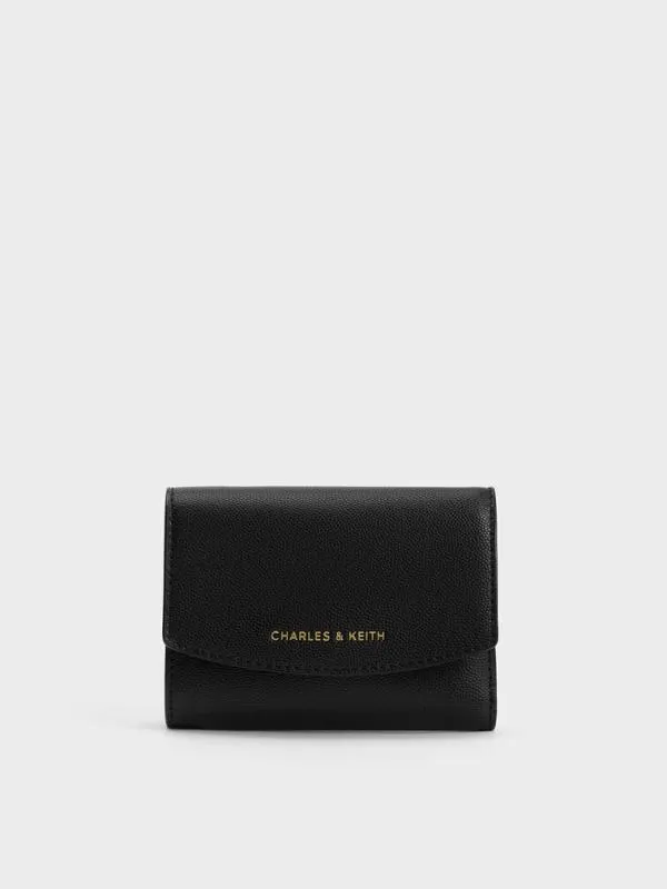 Women Briony Curved Flap Wallet 8211 Black CHARLES and KEITH Small Wallets