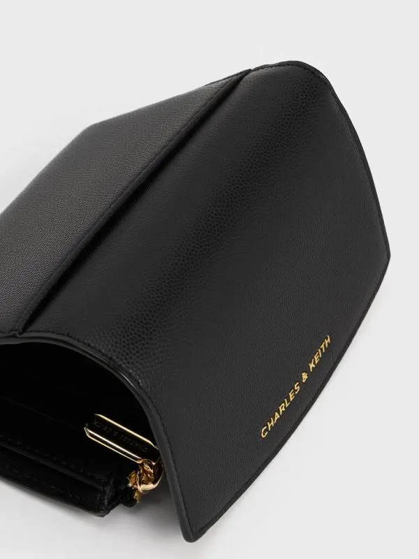 Women Briony Curved Flap Wallet 8211 Black CHARLES and KEITH Small Wallets