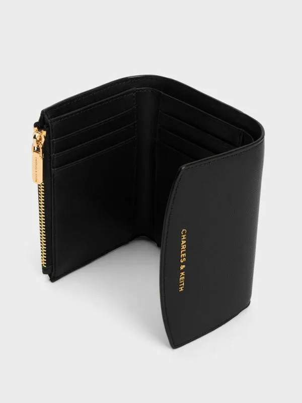 Women Briony Curved Flap Wallet 8211 Black CHARLES and KEITH Small Wallets