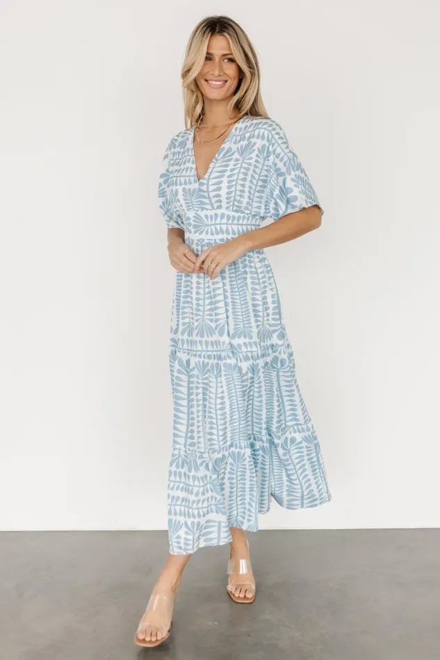 Women Bump Friendly Baltic Born Austin Kimono Dress Blue Print