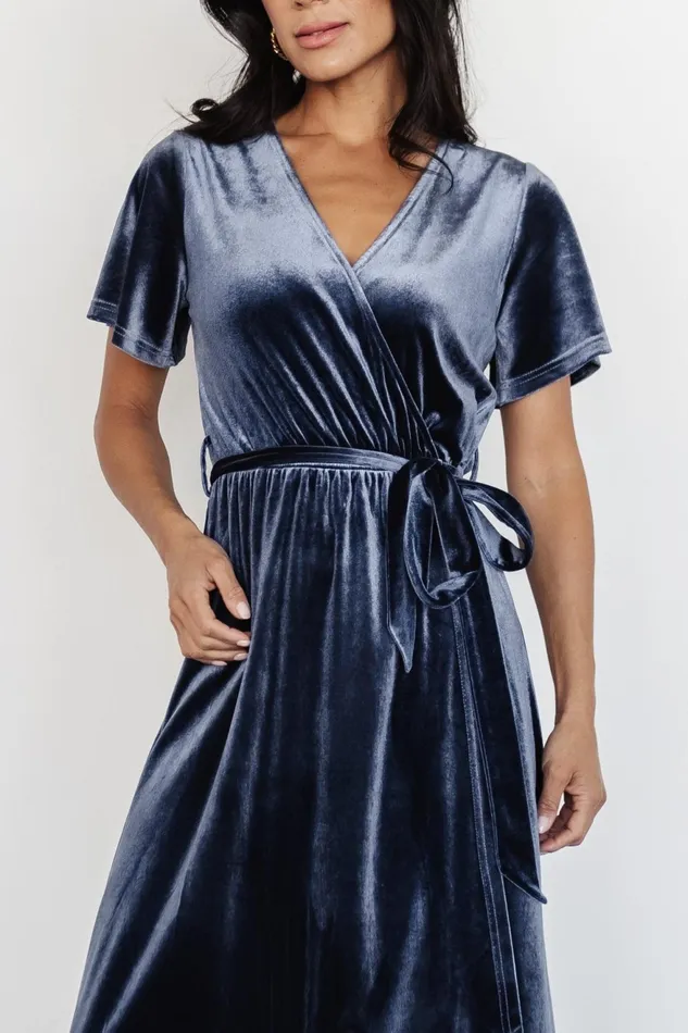 Women Bump Friendly Baltic Born Nadine Velvet Midi Dress Blue Women Bump Friendly Baltic Born Nadine Velvet Midi Dress Blue