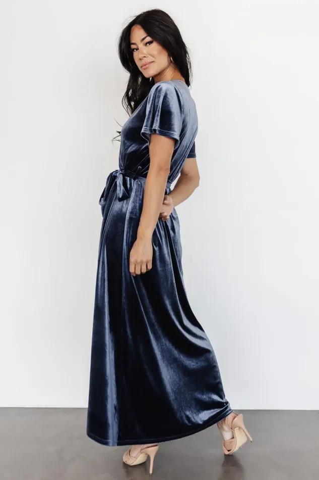 Women Bump Friendly Baltic Born Nadine Velvet Midi Dress Blue Women Bump Friendly Baltic Born Nadine Velvet Midi Dress Blue