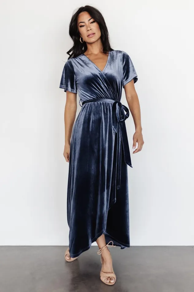 Women Bump Friendly Baltic Born Nadine Velvet Midi Dress Blue Women Bump Friendly Baltic Born Nadine Velvet Midi Dress Blue