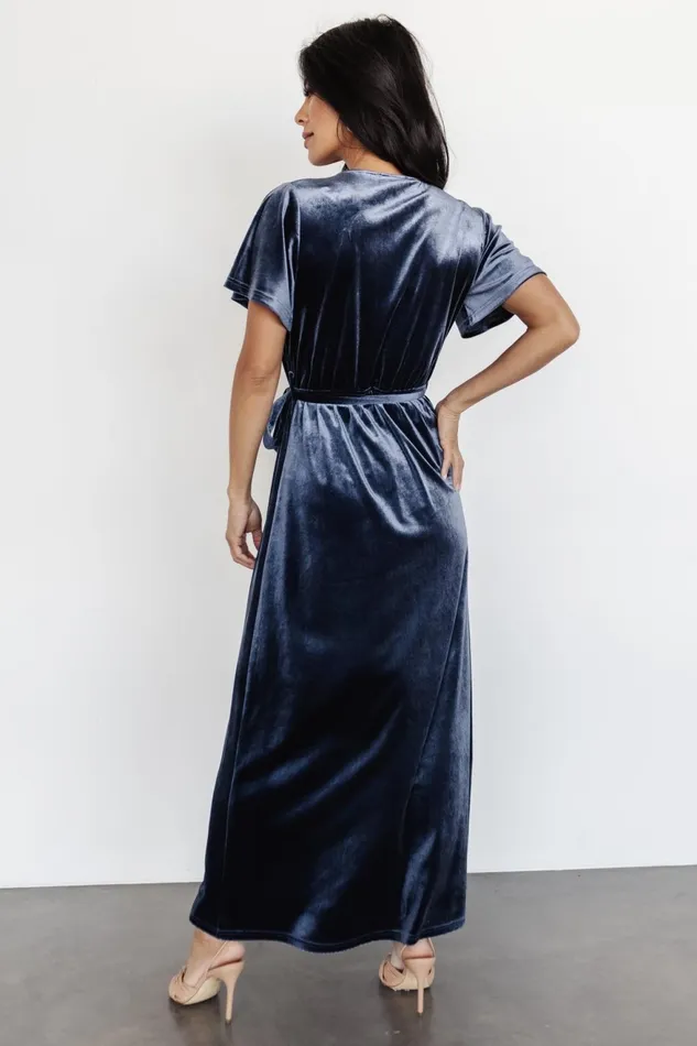Women Bump Friendly Baltic Born Nadine Velvet Midi Dress Blue Women Bump Friendly Baltic Born Nadine Velvet Midi Dress Blue