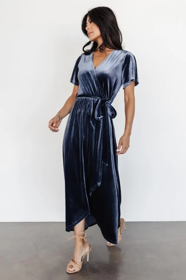 Women Bump Friendly Baltic Born Nadine Velvet Midi Dress Blue Women Bump Friendly Baltic Born Nadine Velvet Midi Dress Blue
