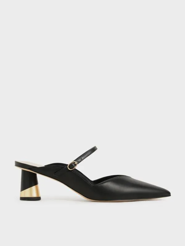 Women Cammie Metallic Sculptural Heel Mules 8211 Black CHARLES and KEITH Heels Women Cammie Metallic Sculptural Heel Mules 8211 Black CHARLES and KEITH Heels