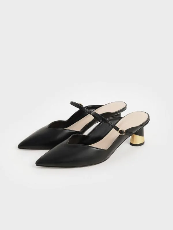 Women Cammie Metallic Sculptural Heel Mules 8211 Black CHARLES and KEITH Heels Women Cammie Metallic Sculptural Heel Mules 8211 Black CHARLES and KEITH Heels
