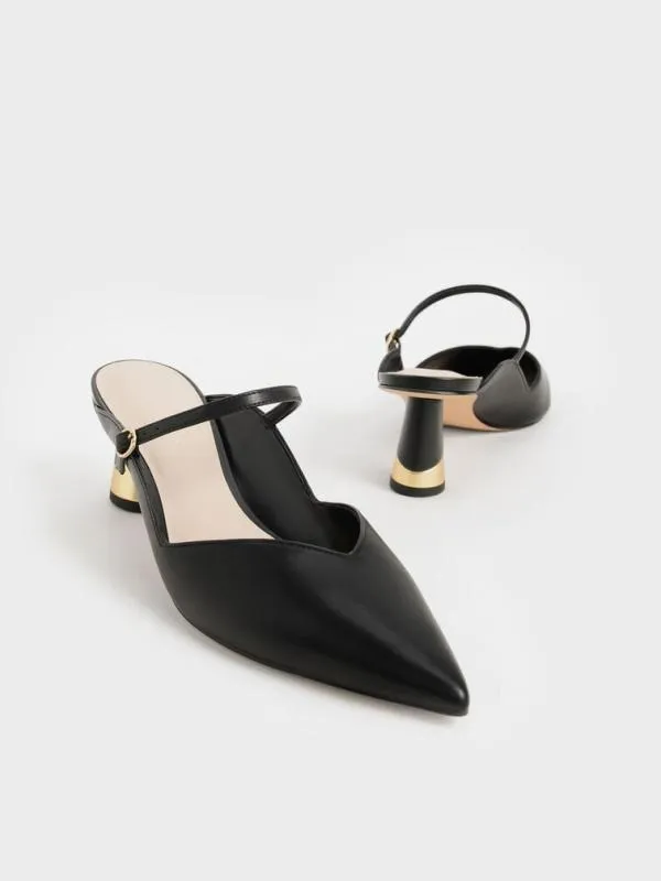 Women Cammie Metallic Sculptural Heel Mules 8211 Black CHARLES and KEITH Heels Women Cammie Metallic Sculptural Heel Mules 8211 Black CHARLES and KEITH Heels