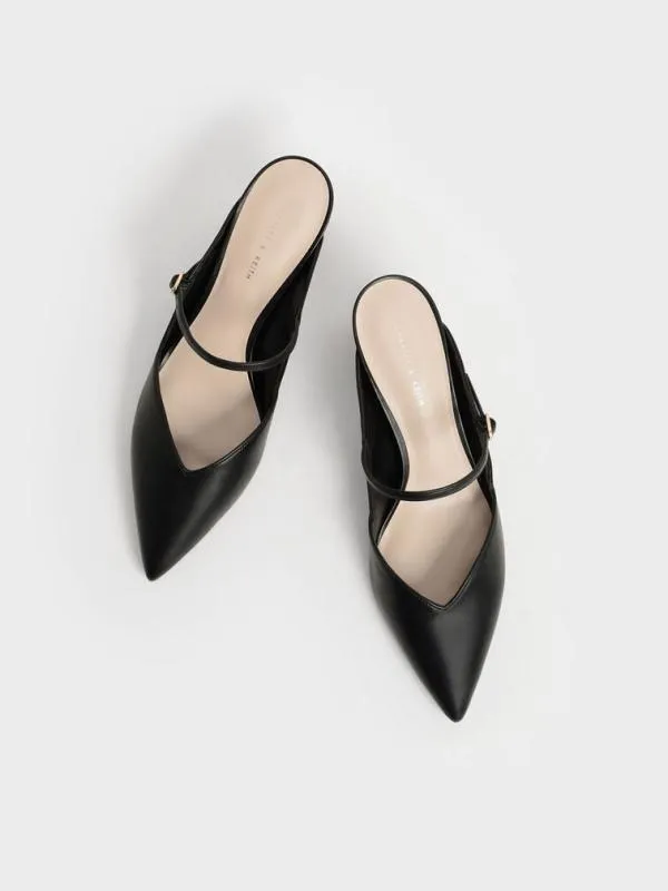 Women Cammie Metallic Sculptural Heel Mules 8211 Black CHARLES and KEITH Heels Women Cammie Metallic Sculptural Heel Mules 8211 Black CHARLES and KEITH Heels