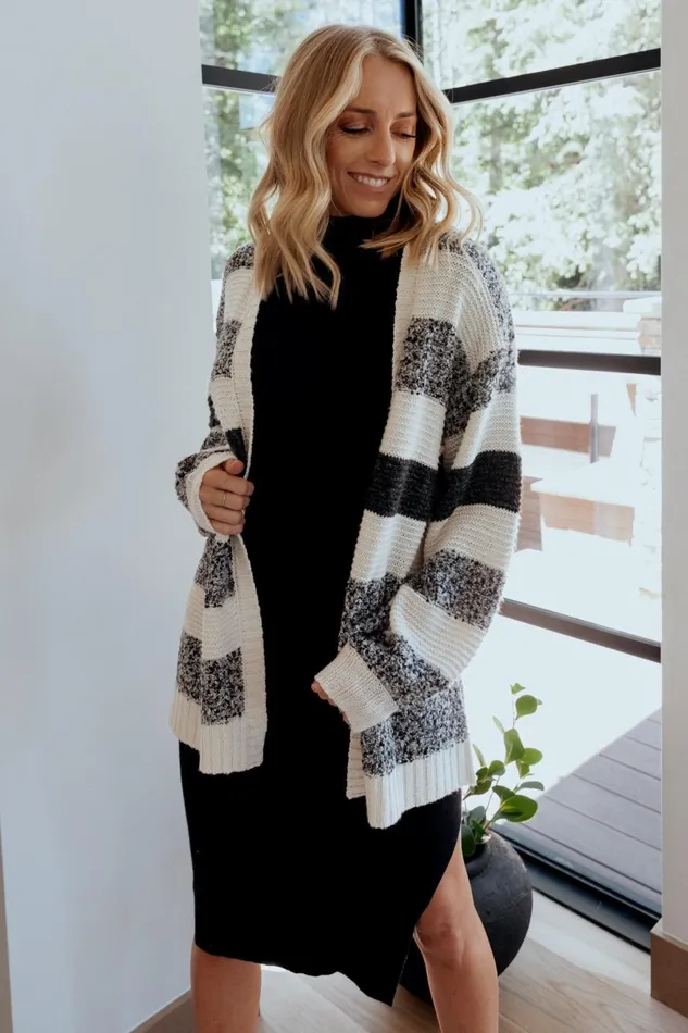 Women Cardigans Baltic Born Banff Stripe Cardigan Black Ivory Women Cardigans Baltic Born Banff Stripe Cardigan Black Ivory
